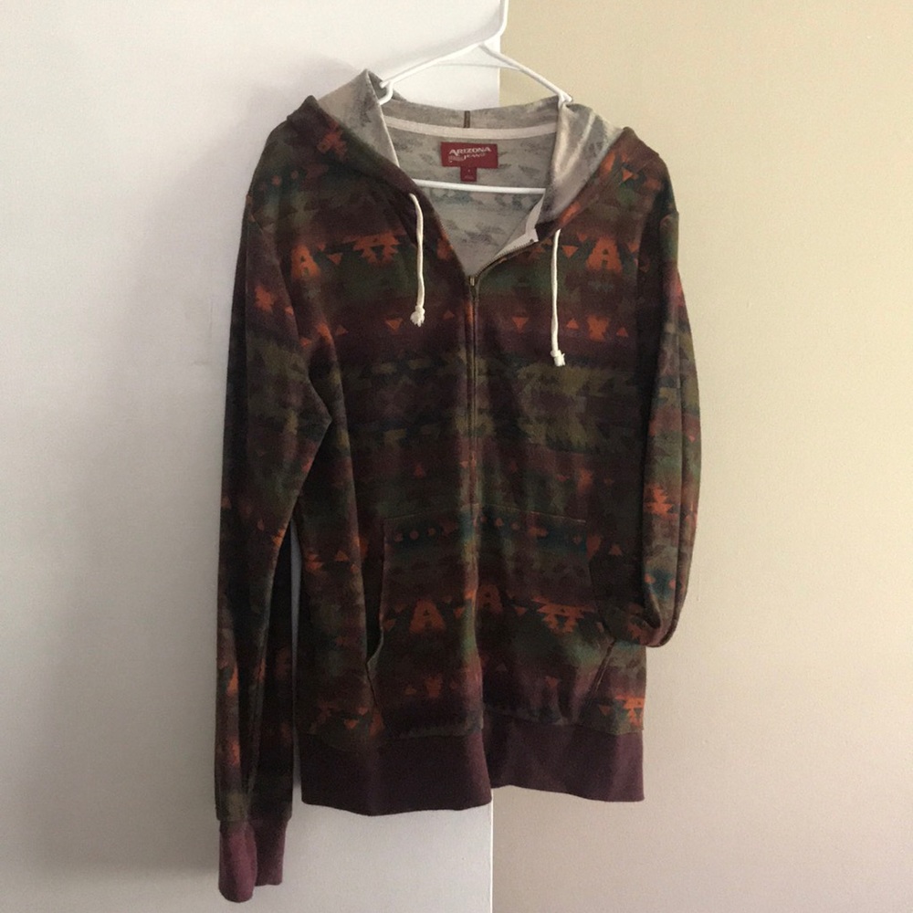 Arizona Jean brand zip up hoodie jacket Aztec